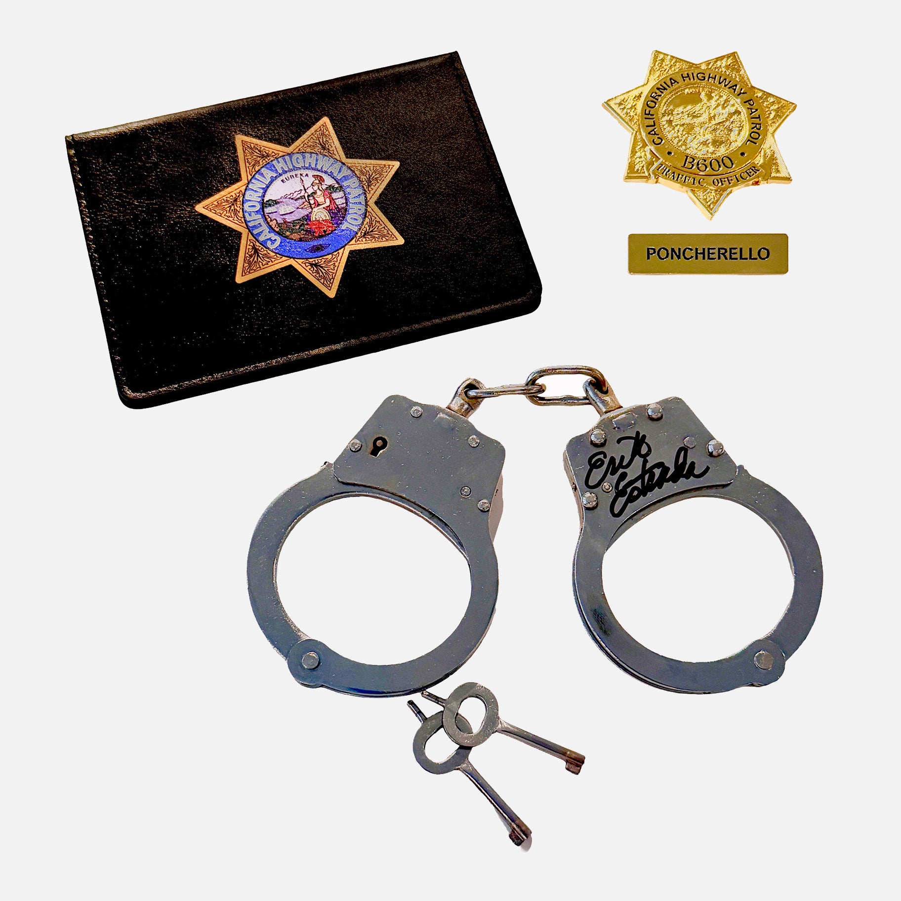 Erik Estrada Signed "CHiPs" California Highway Patrol Handcuff Set
